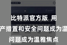 比特派官方版  用户的资产措置和安全问题成为温雅焦点